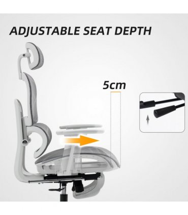 HOMCOM Ergonomic Office Chair Swivel Computer Chair with 3D Armrest Grey
