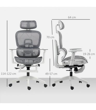 HOMCOM Ergonomic Office Chair Swivel Computer Chair with 3D Armrest Grey