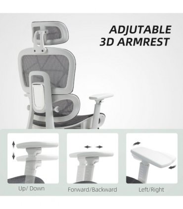HOMCOM Ergonomic Office Chair Swivel Computer Chair with 3D Armrest Grey