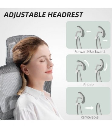 HOMCOM Ergonomic Office Chair Swivel Computer Chair with 3D Armrest Grey