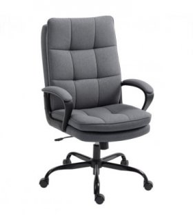 HOMCOM Fabric Office Chair, Computer Desk Chair for Home, Charcoal Grey