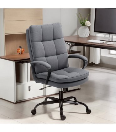 HOMCOM Fabric Office Chair, Computer Desk Chair for Home, Charcoal Grey
