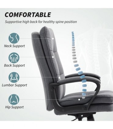 HOMCOM Fabric Office Chair, Computer Desk Chair for Home, Charcoal Grey
