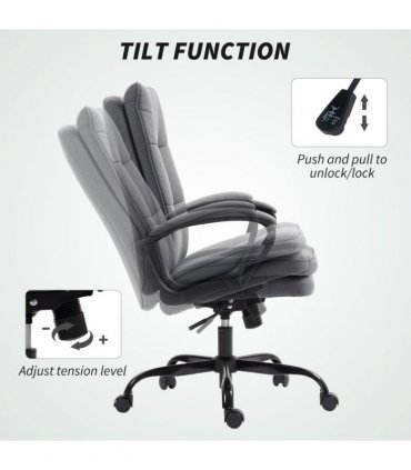 HOMCOM Fabric Office Chair, Computer Desk Chair for Home, Charcoal Grey