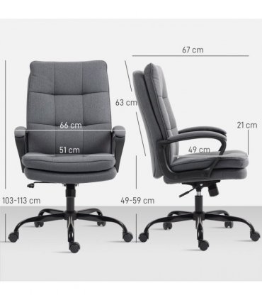 HOMCOM Fabric Office Chair, Computer Desk Chair for Home, Charcoal Grey