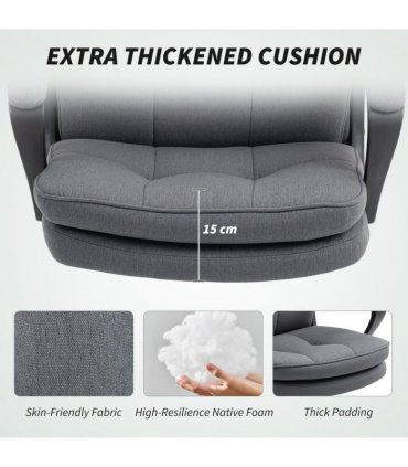 HOMCOM Fabric Office Chair, Computer Desk Chair for Home, Charcoal Grey