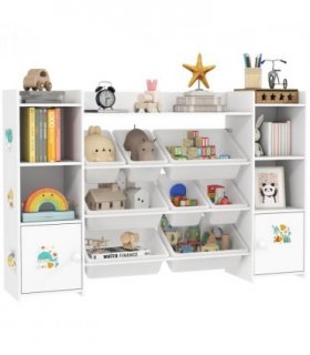 AIYAPLAY Kids Toy Storage Organiser with 8 Removable Storage Bins, White
