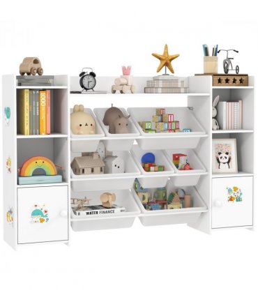 AIYAPLAY Kids Toy Storage Organiser with 8 Removable Storage Bins, White