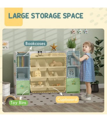 AIYAPLAY Kids Toy Storage Organiser with 8 Removable Storage Bins, White