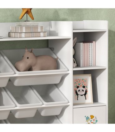 AIYAPLAY Kids Toy Storage Organiser with 8 Removable Storage Bins, White