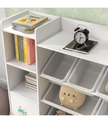 AIYAPLAY Kids Toy Storage Organiser with 8 Removable Storage Bins, White