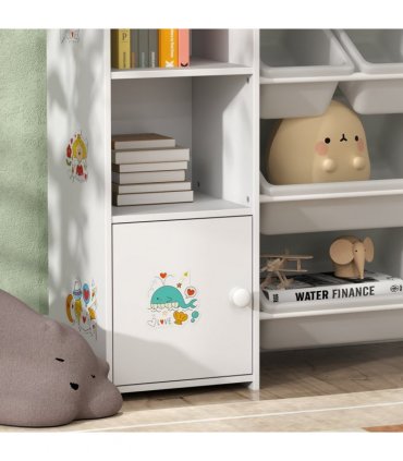 AIYAPLAY Kids Toy Storage Organiser with 8 Removable Storage Bins, White