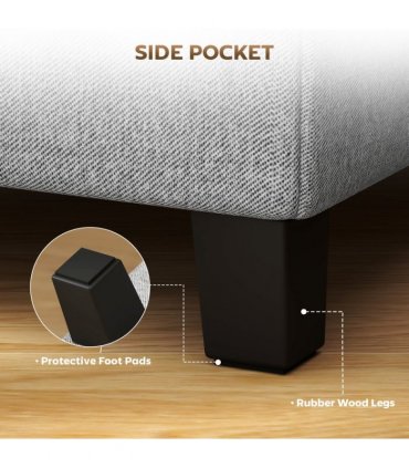 HOMCOM Small Footstool Square Ottoman with Padded Seat, Light Grey