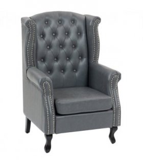 HOMCOM Chesterfield-style Wing Back Armchair Tufted Accent Chair Grey
