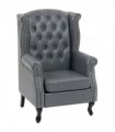 HOMCOM Chesterfield-style Wing Back Armchair Tufted Accent Chair Grey