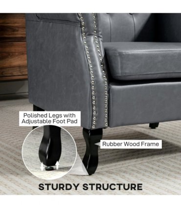 HOMCOM Chesterfield-style Wing Back Armchair Tufted Accent Chair Grey