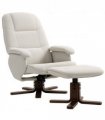 HOMCOM Swivel Recliner Chair with Footstool and Wooden Base, Beige