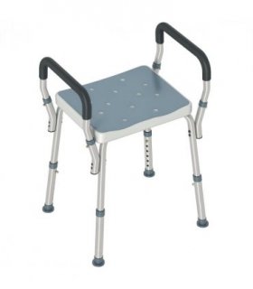 HOMCOM Rust-Free Aluminium Bath Chair with Adjustable Height, Light Blue