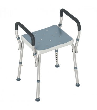 HOMCOM Rust-Free Aluminium Bath Chair with Adjustable Height, Light Blue