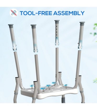 HOMCOM Rust-Free Aluminium Bath Chair with Adjustable Height, Light Blue
