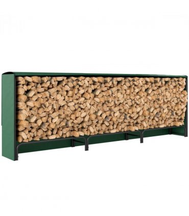 Outsunny Metal Firewood Rack, Log Holder, 300 x 36 x 99 cm, Dark Green