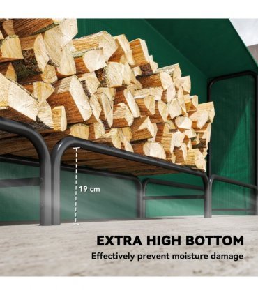 Outsunny Metal Firewood Rack, Log Holder, 300 x 36 x 99 cm, Dark Green