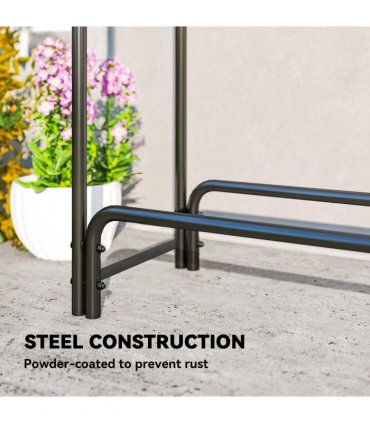 Outsunny Metal Firewood Rack, Log Holder, 300 x 36 x 99 cm, Dark Green