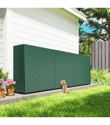 Outsunny Metal Firewood Rack, Log Holder, 300 x 36 x 99 cm, Dark Green