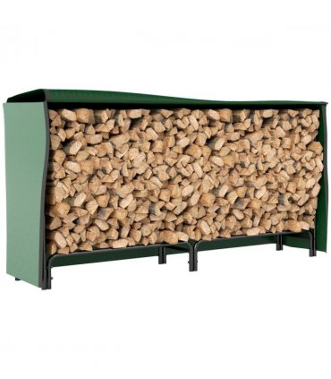 Outsunny Metal Firewood Rack, Log Holder, 200 x 36 x 99 cm, Dark Green