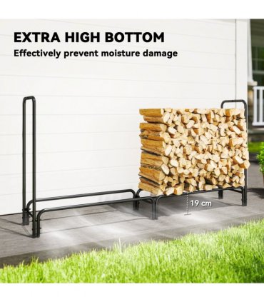 Outsunny Metal Firewood Rack, Log Holder, 200 x 36 x 99 cm, Dark Green