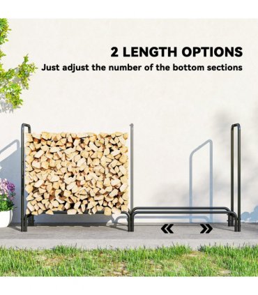 Outsunny Metal Firewood Rack, Log Holder, 200 x 36 x 99 cm, Dark Green
