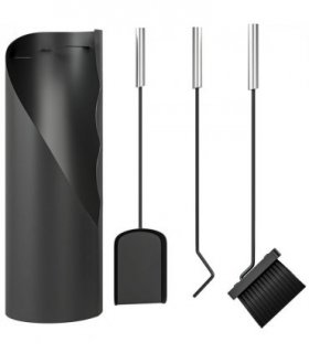 Outsunny 4 PCS Fireplace Companion Set, Metal Fireside Companion Set, Black
