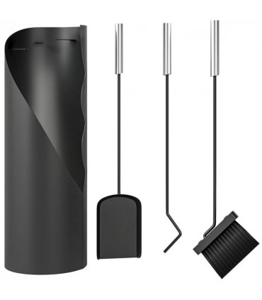 Outsunny 4 PCS Fireplace Companion Set, Metal Fireside Companion Set, Black