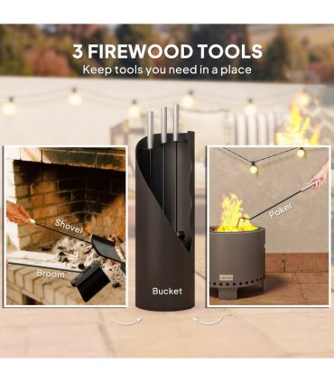 Outsunny 4 PCS Fireplace Companion Set, Metal Fireside Companion Set, Black