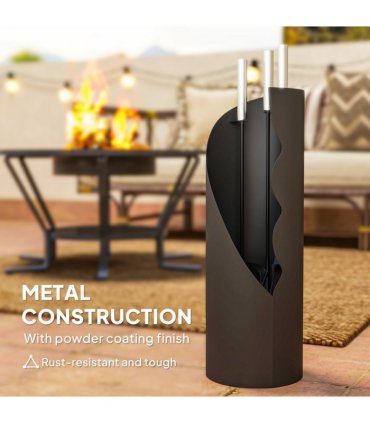 Outsunny 4 PCS Fireplace Companion Set, Metal Fireside Companion Set, Black