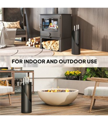Outsunny 4 PCS Fireplace Companion Set, Metal Fireside Companion Set, Black