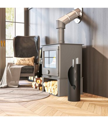 Outsunny 4 PCS Fireplace Companion Set, Metal Fireside Companion Set, Black