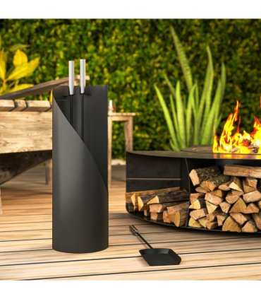 Outsunny 4 PCS Fireplace Companion Set, Metal Fireside Companion Set, Black
