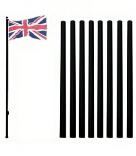 5.1*5.1*750cm Aluminum Alloy Splicing Flagpole Adjustable And Retractable Courtyard Outdoor Flagpole, Black