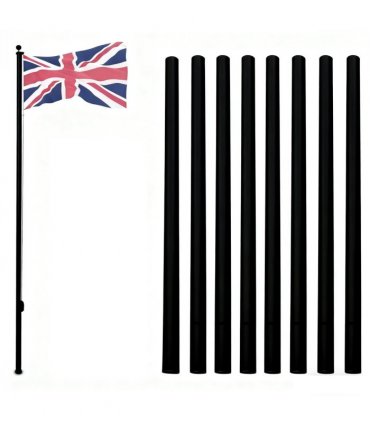 5.1*5.1*750cm Aluminum Alloy Splicing Flagpole Adjustable And Retractable Courtyard Outdoor Flagpole, Black