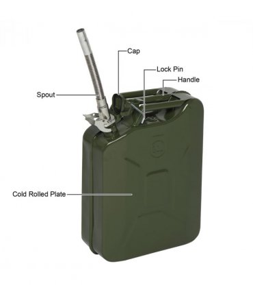 20L 0.6mm Fuel Oil Petrol Diesel Storage Can with British Style Pour Tube Army Green