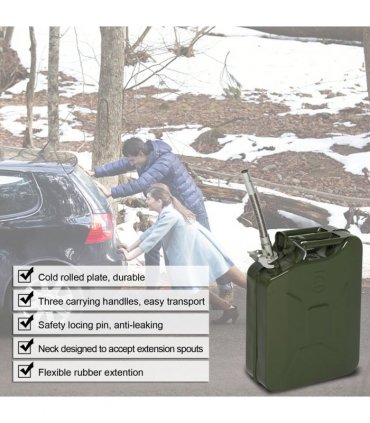 20L 0.6mm Fuel Oil Petrol Diesel Storage Can with British Style Pour Tube Army Green