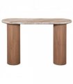 Ashford Natural Marble & Wood Pedestal Console Table