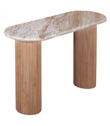 Ashford Natural Marble & Wood Pedestal Console Table