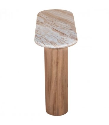 Ashford Natural Marble & Wood Pedestal Console Table