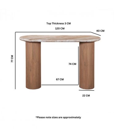 Ashford Natural Marble & Wood Pedestal Console Table