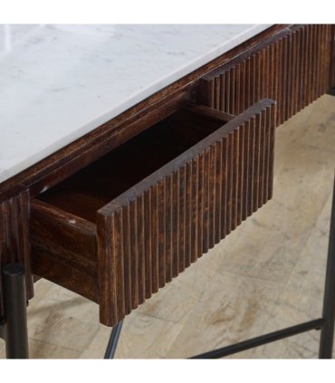 Opal Mango Wood Console Table With Marble Top And Metal Legs