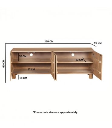 Austin Solid Wood Large Low Board Tv Cabinet