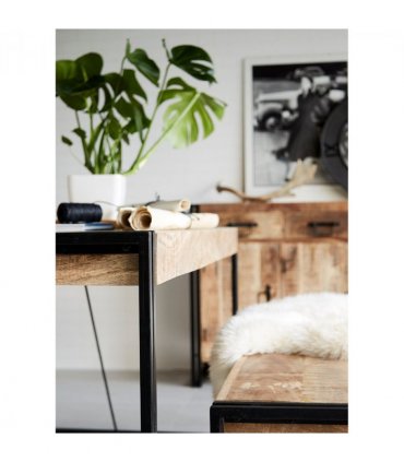 Cosmo Industrial Metal & Wood Dining Table - Medium