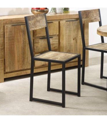 Cosmo Industrial Metal & Wood Dining Chair (Set of 2)